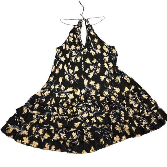Free People Floral Mini Dress in Black and Yellow - Picture 3 of 9